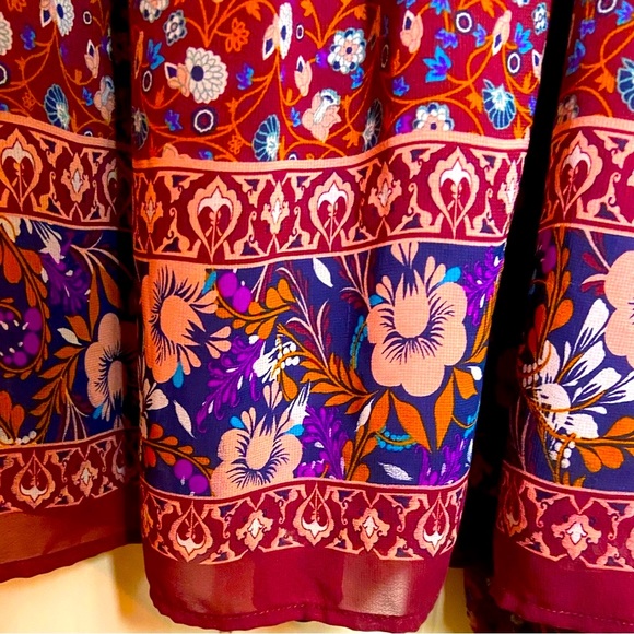 MUDD Boho Floral Long Sleeved Sheer W/Tank Lining Dress Size S - Picture 5 of 6